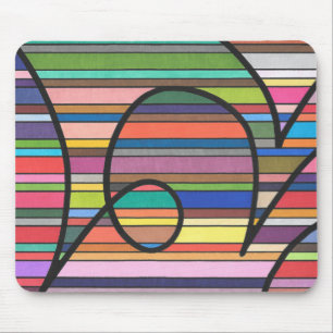 Mousepad Listras Abstratas Multicoloridas com Curvas Pretas