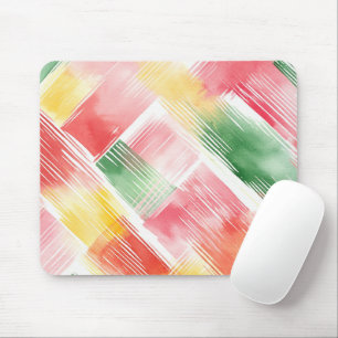 Mousepad Listras Abstratas Vermelhas Verdes Amarelas