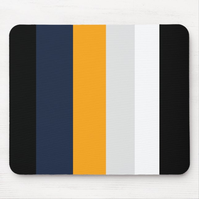 Mousepad Listras amarelas, azuis, brancas e pretas (Frente)