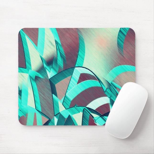 Mousepad Listras azuis ou cianas sobre a laranja avermelhad (Com mouse)