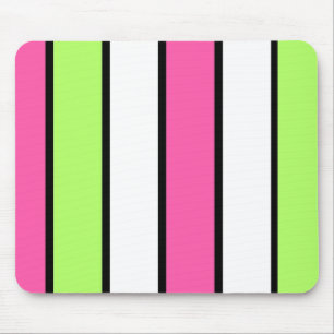 Mousepad Listras brancas, verdes limões e cor-de-rosa-quent