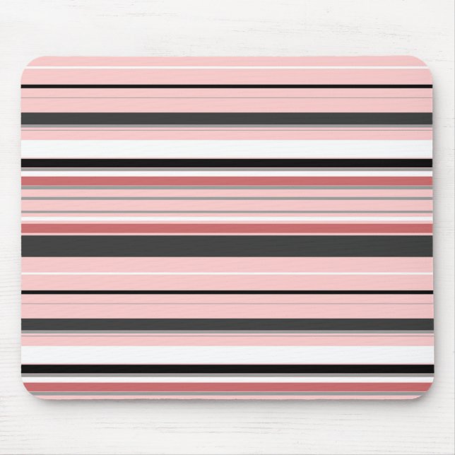 Mousepad Listras cinzas rosa fofas (Frente)