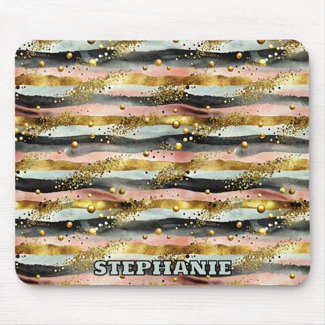 Mousepad Listras Cinzentas e Pretas onduladas com Brilho Do (Frente)