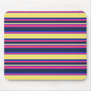 Mousepad Listras cor-de-rosa, amarelas e azuis