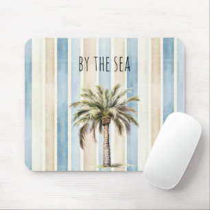 Mousepad Listras Creme Azul Árvore de Palma Tropical