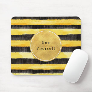 Mousepad Listras De Abelha Preto Amarelo Dourado