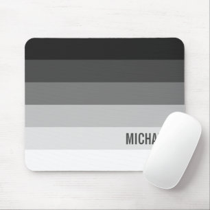 Mousepad Listras de Gradação Pretas e Brancas com Nome