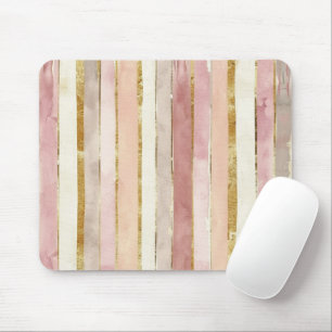 Mousepad Listras de Rosa Bege Dourado