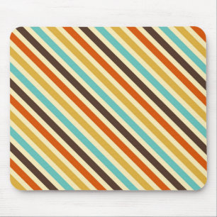 Mousepad Listras Diagonais 4 Cores Retro Azul Amarelo Verme