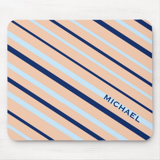 Mousepad Listras Diagonais Rosa e Azul Personalizadas (Frente)