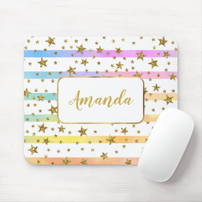 Mousepad Listras e estrelas femininas personalizadas (Com mouse)