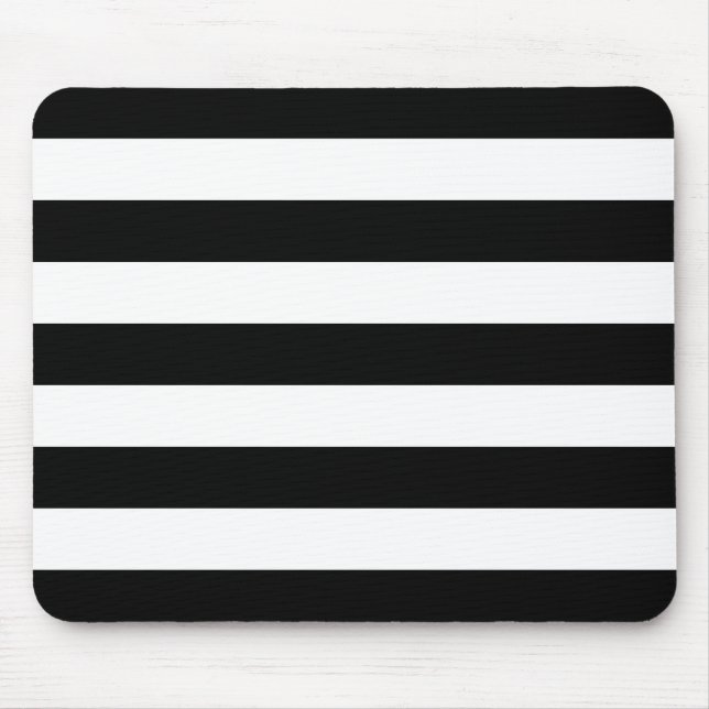 Mousepad Listras horizontais preto e branco corajosas (Frente)