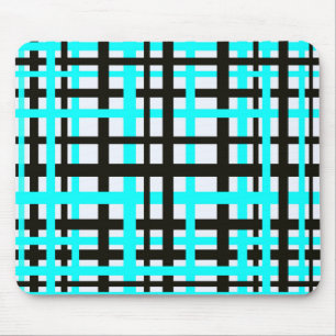 Mousepad Listras Interligadas Preto Branco Azul Claro
