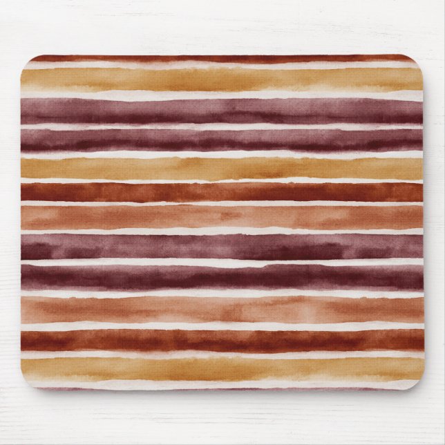 Mousepad Listras Laranja Vermelho Pêssego Borgonha  (Frente)