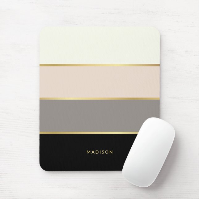 Mousepad Listras Modernas Elegantes com o Seu Nome (Com mouse)