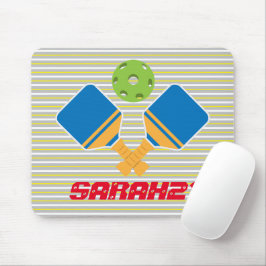 Mousepad Listras monogramas Jogador de picleball verde azul