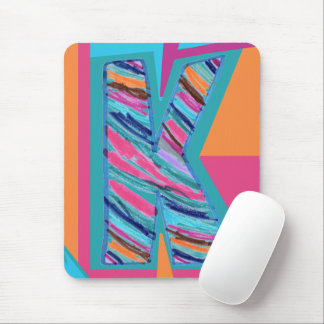 Mousepad Listras Multicoloridas Coloridas Letra K como em K