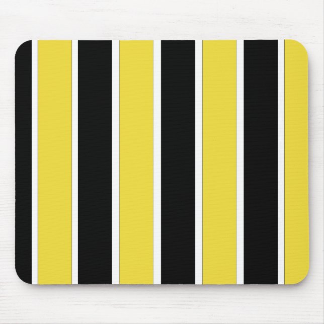 Mousepad Listras pretas, brancas e amarelas (Frente)