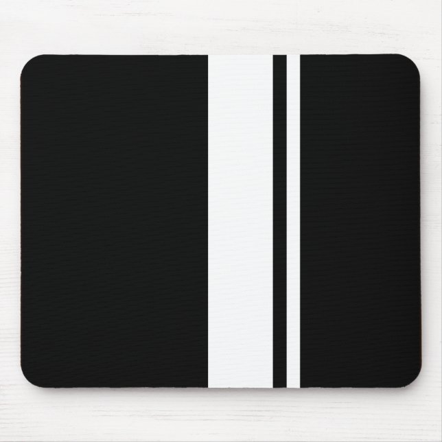 Mousepad Listras pretas & brancas retros clássicas do carro (Frente)