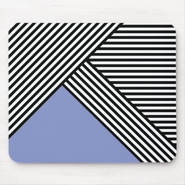 Mousepad Listras pretas e brancas com triângulo azul (Frente)