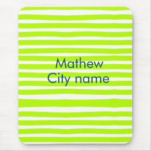 Mousepad Listras retrô neon verde amarelo adicionar nome ci