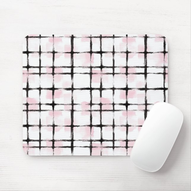 Mousepad Listras Rosa Brancas Pretas (Com mouse)