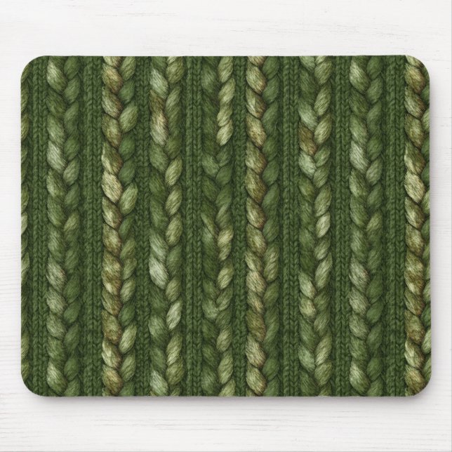 Mousepad Listras Trançadas Verdes Aconchegantes (Frente)