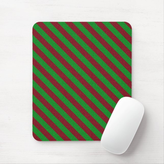 Mousepad Listras Vermelhas e Verdes com Brilho (Com mouse)