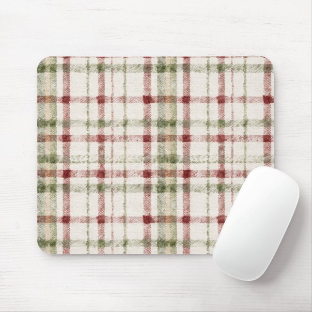 Mousepad Listras Vermelhas Verde Creme Aconchegante (Com mouse)