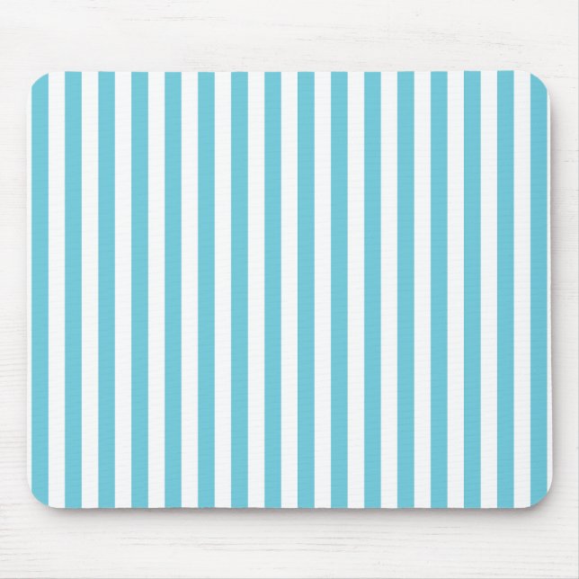 Mousepad Listras Verticais Clássicas em Azul Claro e Branco (Frente)