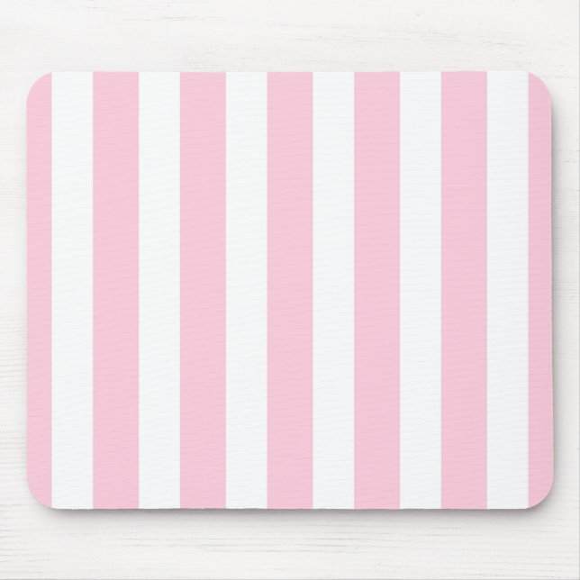 Mousepad Listras Verticais Rosa e Branco Shabby Chic Listra (Frente)