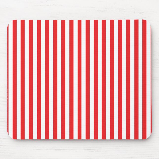 Mousepad Listras Verticais Vermelhas e Brancas Clássicas (Frente)