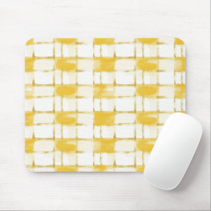 Mousepad Listras Xadrez Brancas Dourado Amarelo