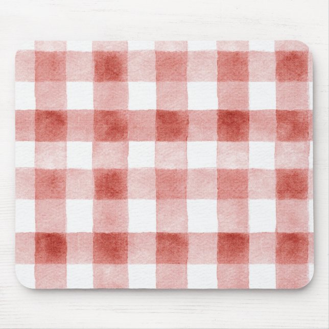Mousepad Listras Xadrez Vermelho Branco (Frente)