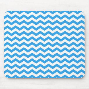 Mousepad Listras zigue-zague em chevron azul brilhante e mo