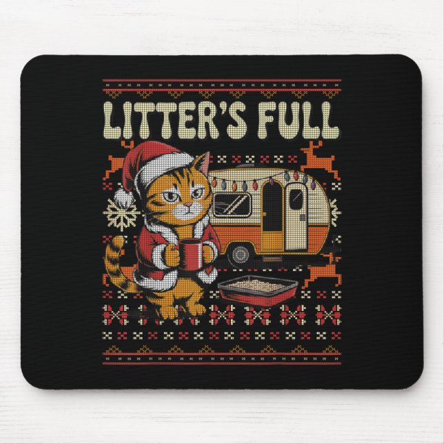 Mousepad Litter’s Full Cat Parody Cat Owner Christmas Ugly  (Frente)