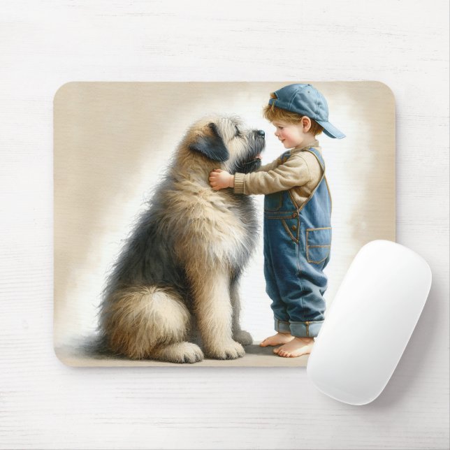 Mousepad Little Boy E Sua Grande Cachorra (Com mouse)