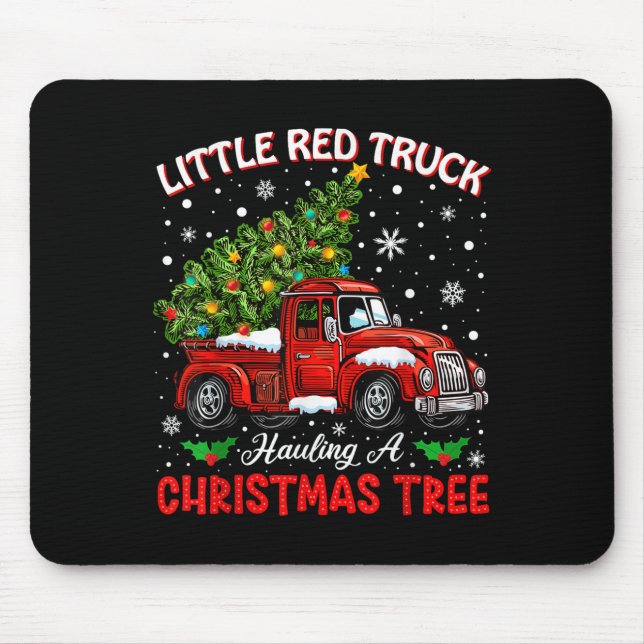 Mousepad Little Red Truck Hauling A Christmas Tree  (Frente)
