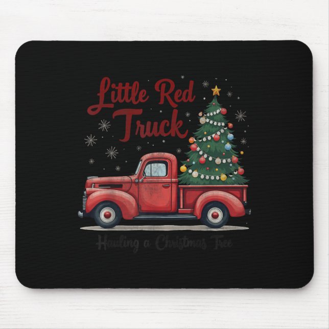 Mousepad Little Red Truck Hauling A Christmas Tree Family M (Frente)