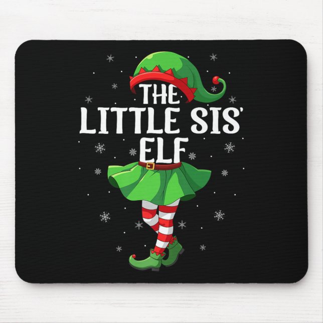 Mousepad Little Sis Elf Christmas Girls Women Elf Squad Xma (Frente)