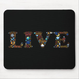 Mousepad Live In The Presente Inspirational Word Art
