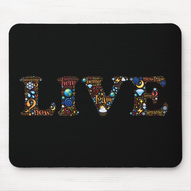 Mousepad Live In The Presente Inspirational Word Art (Frente)