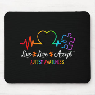 Mousepad Live Love Aceite Autismo Sensibilização Tie Dye Qu