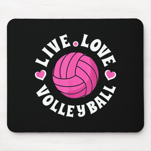 Mousepad Live Love Volleyball For Women Girls Volleyball Fa (Frente)