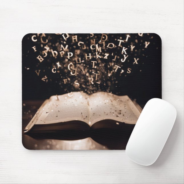 Mousepad Livro com Letras Voadoras e Faíscas (Com mouse)