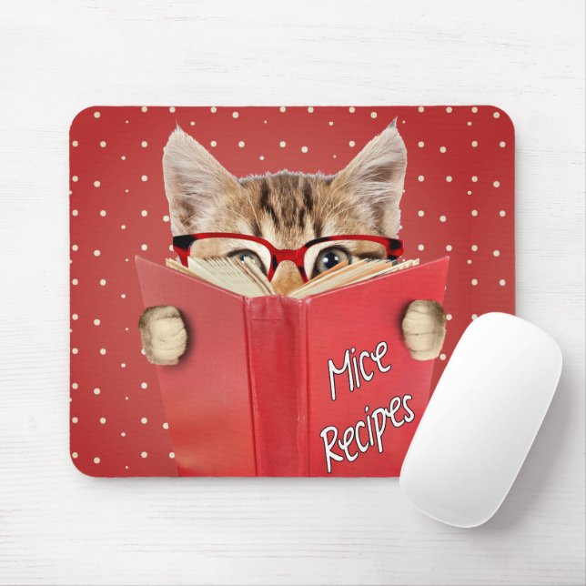 Mousepad Livro de Receita de Ratos de Leitura de Gato (Com mouse)