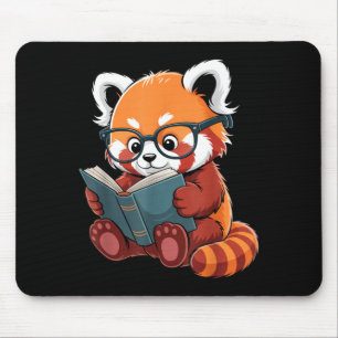 Mousepad Livro leitura panda vermelho leitor animal fofo ve