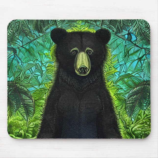 Mousepad Livro Negro Pequeno Urso Negro Divertido (Frente)