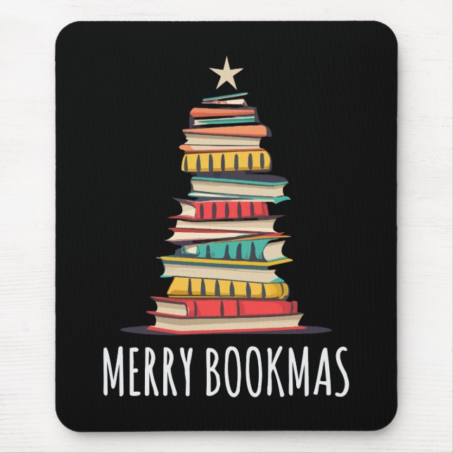 Mousepad Livros de Feliz da Árvore de Natal (Frente)