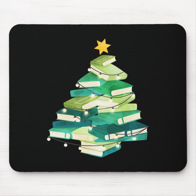 Mousepad Livros de feliz Pine Tree Divertimento Lover Ch (Frente)